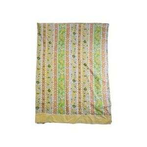 Vintage Twin Flat Sheet 72 x 104" Yellow Orange Green Flowers 70s MCM Retro Boho